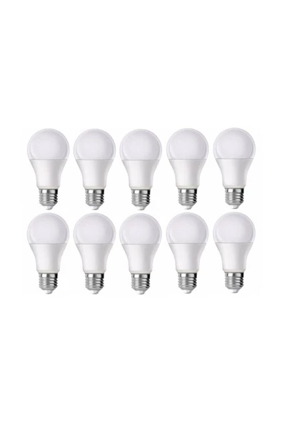 Led - 9w - Beyaz - E27 - 10lu - Tasarruflu Led Ampul E27 Duy 6500k Yerli Üretim