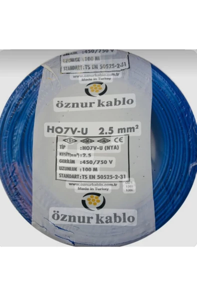 öznur kablo Öznur 2,5mm Hes Nya Kablo 100 Mt Mavi - Resim 2