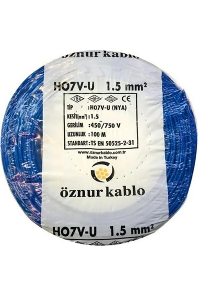 ÖZNUR Nya Kablo 1,5 Luk Bakır Mavi -hes - 100 Mt - Resim 2