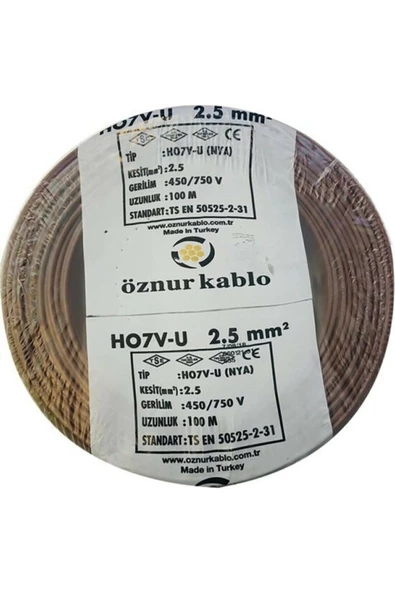 ÖZNUR Nya Kablo 2,5 Luk Bakır Kahve - 100 Mt - 2