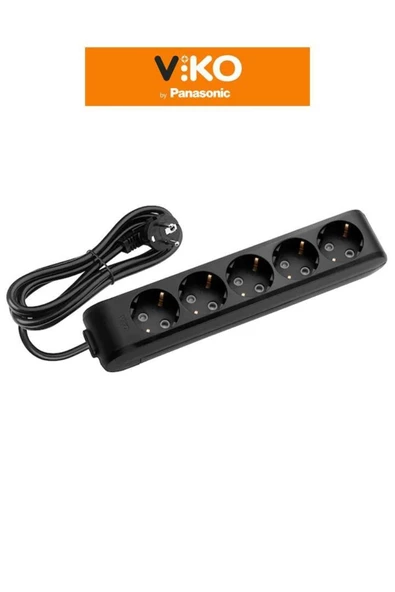 VİKO Multi-let Siyah 5'li Topraklı Çocuk Korumalı Grup Priz 4 Metre - 2