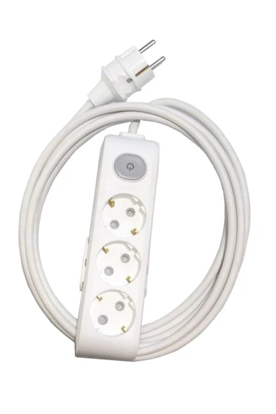 VİKO 3'lü Anahtarlı Grup Priz Topraklı Çocuk Korumalı 7 Metre (düz Fiş) ürün görseli 1