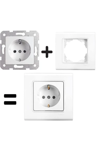 Viko Karre Topraklı Priz - Beyaz Çerçeveli - Resim 3