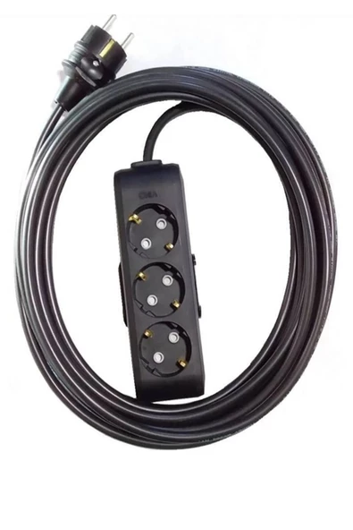 VİKO Siyah 3'lü 7 Metre Uzatma Kablosu Multi-let 7 Mt Topraklı Çocuk Korumalı - Resim 3