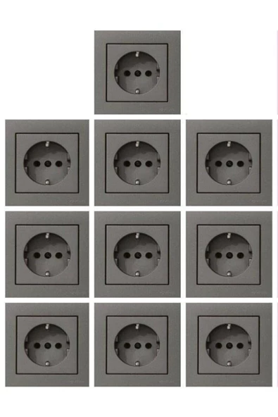 OVİVO Grano Antrasit Topraklı Priz 10 Adet Ogaontp