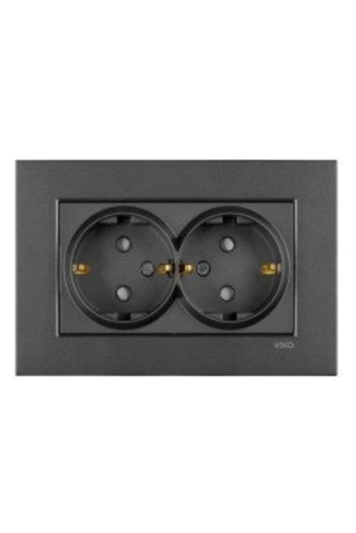 Viko Artline Novella Füme İkili Topraklı Çerçeveli Priz ürün görseli 1