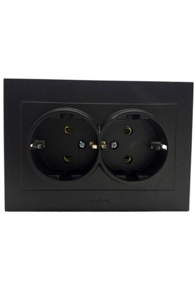 OVİVO Grano Siyah Ikili Topraklı Priz Çerçeve Dahil ürün görseli 1