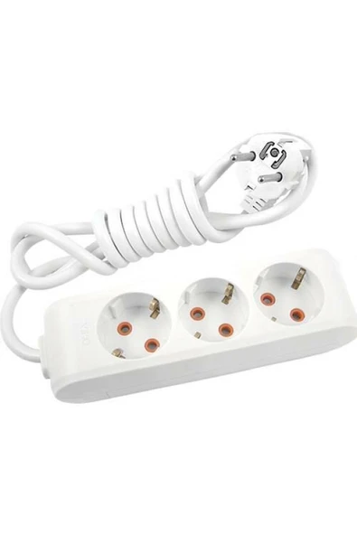 VİKO Viko 3lü 2 Metre Topraklı Çocuk Korumalı Priz(AYNI GÜN KARGO) - Resim 2