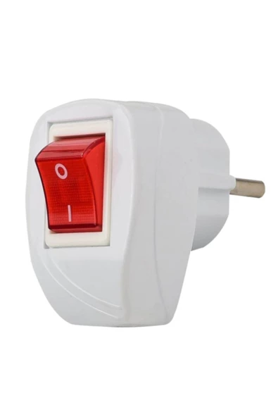 elektrik Topraklı Anahtarlı Tekli Erkek Fiş Kablosuz Beyaz