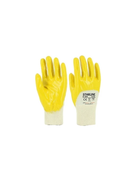 Starline E-204 Sarı Nitril Kaplı İş Eldiveni 5 Çift