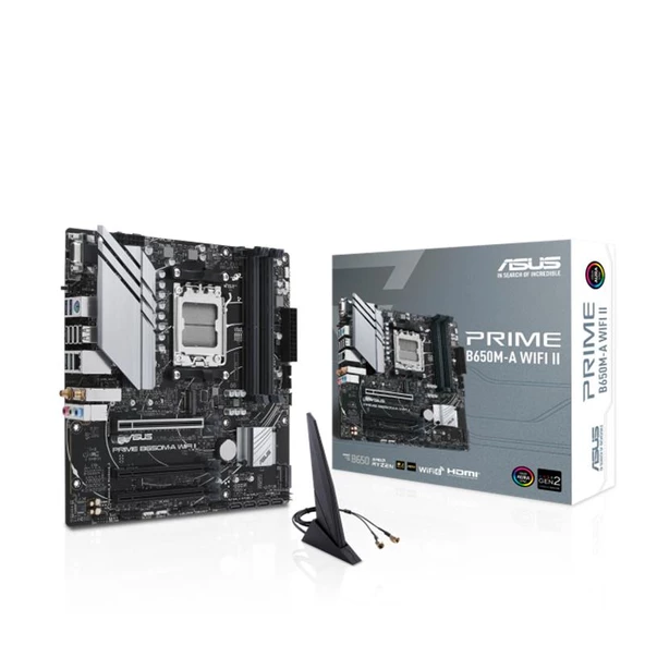 ASUS PRIME B650M-A WIFI II DDR5 6400MHZ 1XVGA 1XHDMI 1XDP 2XM.2 USB 3.2 MATX AM5