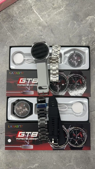 GT8 Porsche Tasarımı Akıllı Saat 46MM- GÜMÜŞ Kasa Çift Kordon