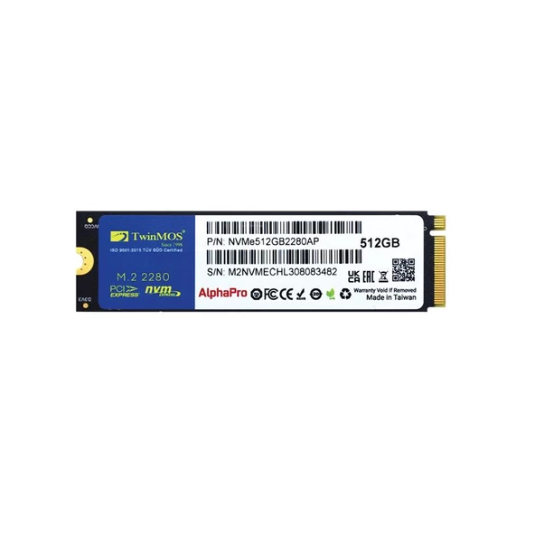 512 GB TWINMOS M.2 PCIE NVME 3600/3250 NVMe512GB2280AP - 2
