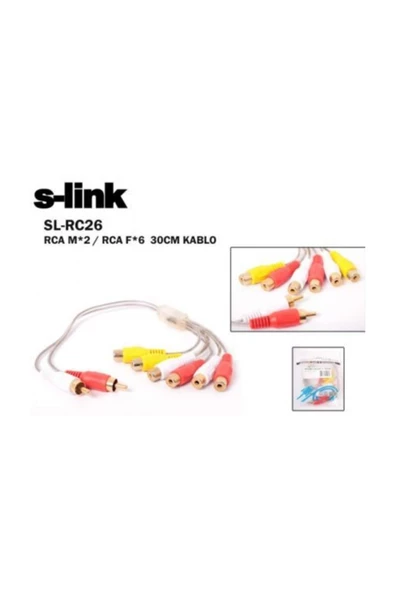 S-Link Sl-Rc26 60Cm Rca/Mx2 To Rca/Fx6 Kablo