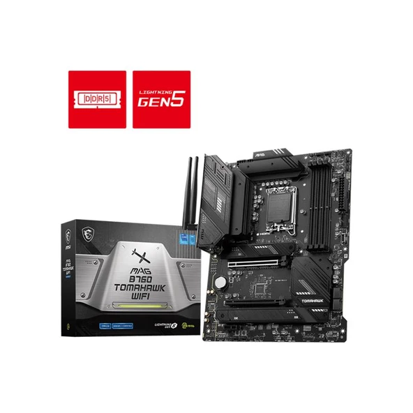 MSI MAG B760 TOMAHAWK WIFI DDR5 5400MHZ 1XHDMI 1XDP 3XM.2 USB 3.2 ATX 1700P (12. VE 13.NESİL İŞLEMCİ İLE UYUMLU)