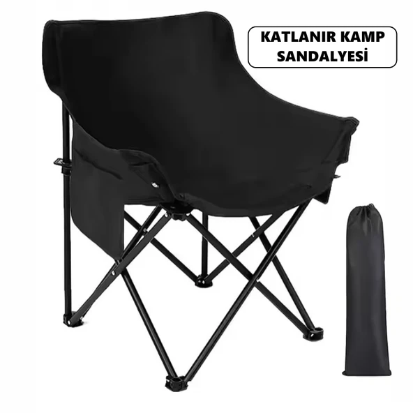 Orta Boy Katlanır Kamp Piknik Sandalyesi ve Taşıma Çantalı Bahçe sandalyesi Dinlenme Koltuğu