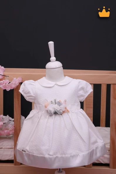 Babydola Kız Bebek Bayramlık Çiçek Detaylı Elbise 15190