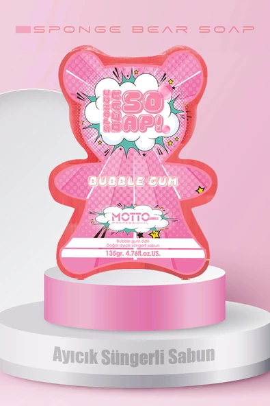 Doğal Süngerli Bubble Gum Kokulu Kids Sabun Pembe 135Gr. - 3