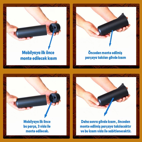 Mobilya Kapsül Ayak Yükseltici Sehpa Kanepe TV Ünitesi Koltuk Ayağı Baza Ayakları Mat Siyah 18 cm - Resim 5