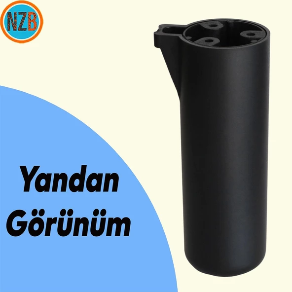 Mobilya Kapsül Ayak Yükseltici Sehpa Kanepe TV Ünitesi Koltuk Ayağı Baza Ayakları Mat Siyah 18 cm - Resim 4