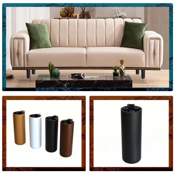 Mobilya Kapsül Ayak Yükseltici Sehpa Kanepe TV Ünitesi Koltuk Ayağı Baza Ayakları Mat Siyah 18 cm - Resim 7