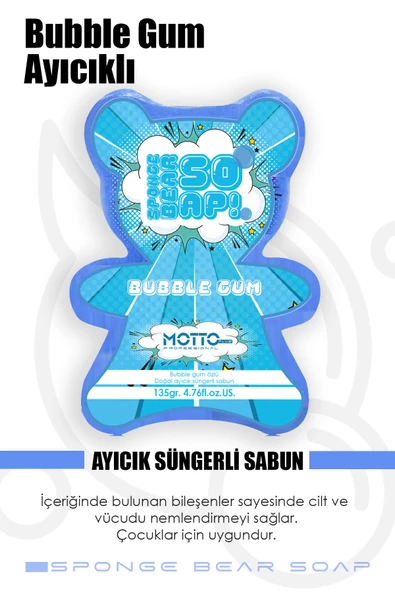 Doğal Süngerli Bubble Gum Kokulu Kids Sabun Mavi 135Gr. - 2