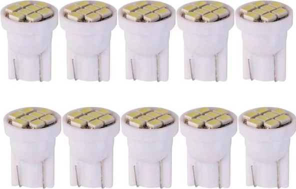 Balp 10 Adet Süper Güçlü Mini T10 LED 8 Ledli 12 Volt Mini T10 LED Turuncu Renk