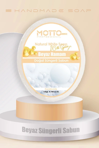 Beyaz Sabun Kokulu Doğal Oval Süngerli Hamam Sabunu 135 Gr. - 3
