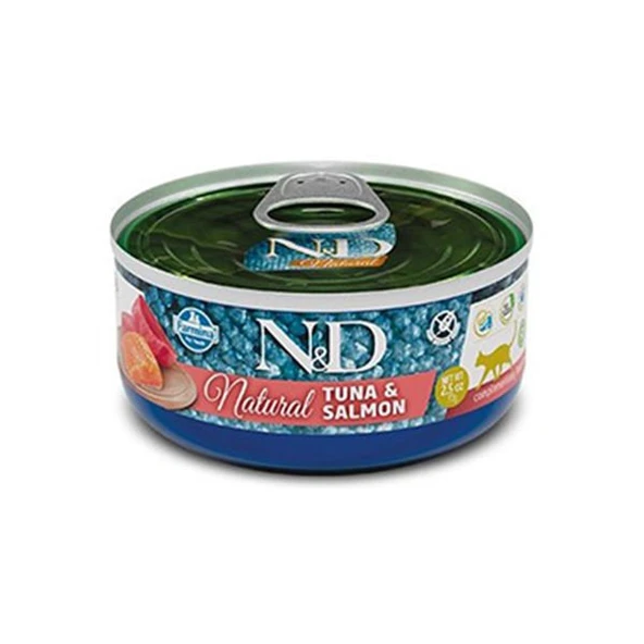 N&D Natural Tuna Balıklı ve Somonlu Konserve Yaş Kedi Maması 140 Gr ürün görseli