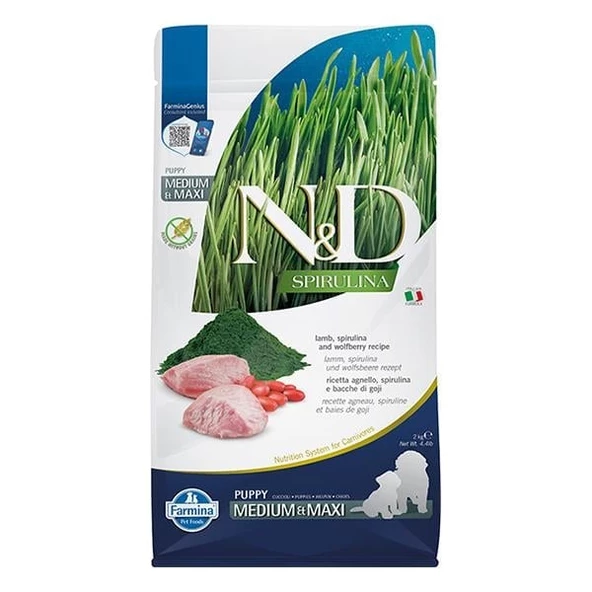 N&D Spirulina Kuzu Etli 2 kg Orta ve Büyük Irk Yavru Köpek Maması