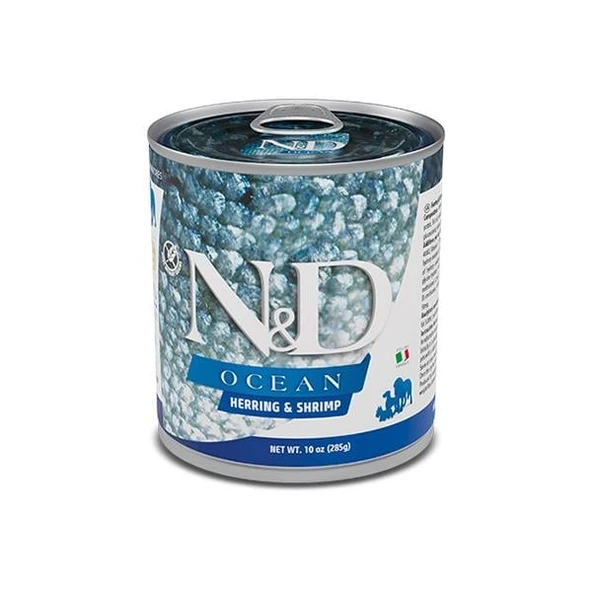 N&D Ocean Ringa Balığı ve Karidesli Konserve Yaş Köpek Maması 285 Gr.