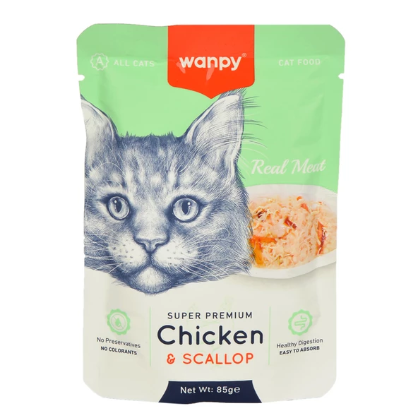 Wanpy 85 gr Pouch Tavuklu & Deniz Taraklı Yaş Kedi Maması