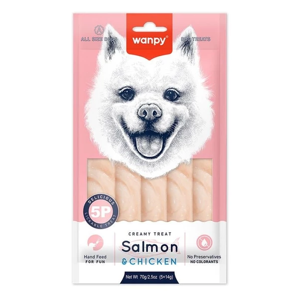 Wanpy Somonlu&Tavuklu Krema Köpek Ödülü 5x14 gr - 2