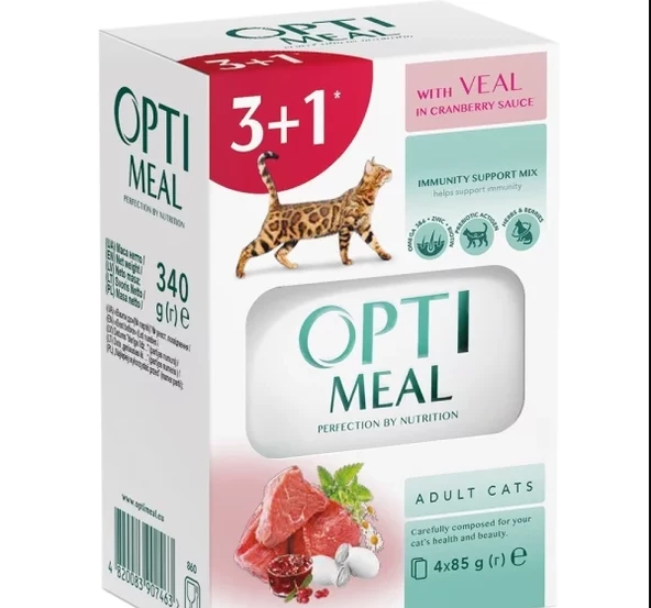 Optimeal Dana Etli Kızılcık Soslu Yaş Mama 85 Gr 3+1