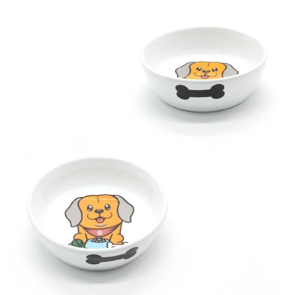 AP Küçük Irk Köpekler için Köpek Desenli Seramik Mama - Su Kabı 250 Ml - 1