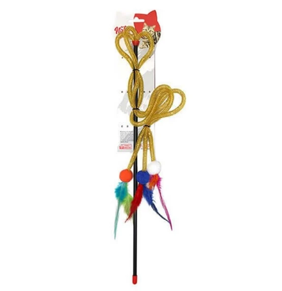 Natura Parlak Kordon Toplu Kedi Olta Oyuncak 45 Cm PTC-057 - 1