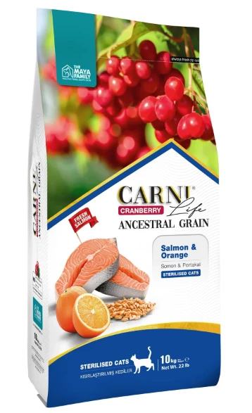 Carni Life Kızılcık Somonlu Ve Portakallı Kısırlaştırılmış Yetişkin Kedi Maması 10 Kg