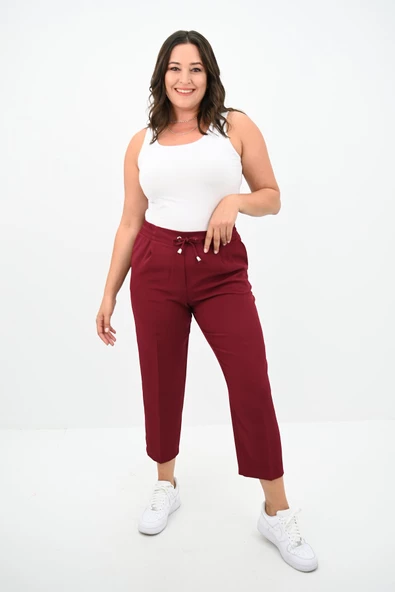 Kadın Büyük Beden Yüksek Bel Dökümlü Pantolon 6201-25 - 8