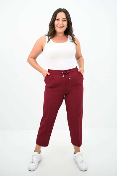 Kadın Büyük Beden Yüksek Bel Dökümlü Pantolon 6201-25 - 7