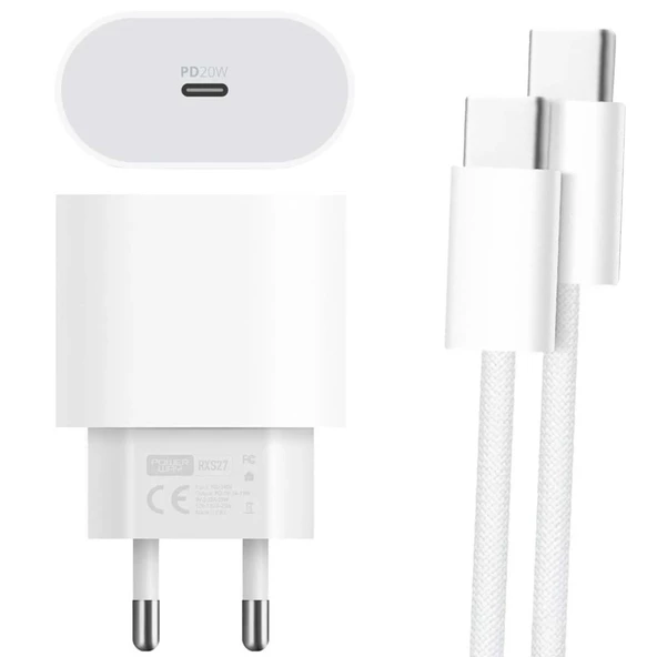 Zemheri RXS27 20W Type-C Şarj Adaptörü - Kablo Seti (Apple 15 Pro-Pro Max Uyumlu)