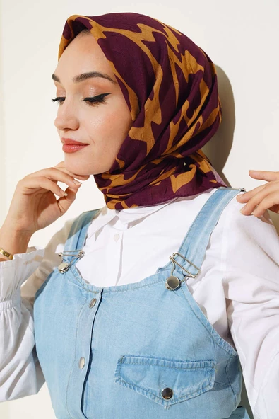 Kamuflaj Desen Bambu Eşarp Bordo
