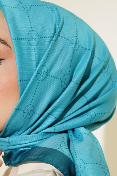 MK Baklava Desen Eşarp Petrol Yeşili - Resim 4