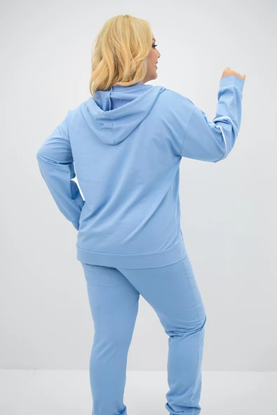 Kadın Büyük Beden Kapüşonlu Fermuar Detaylı Eşofman Takımı 8130-25 - 10