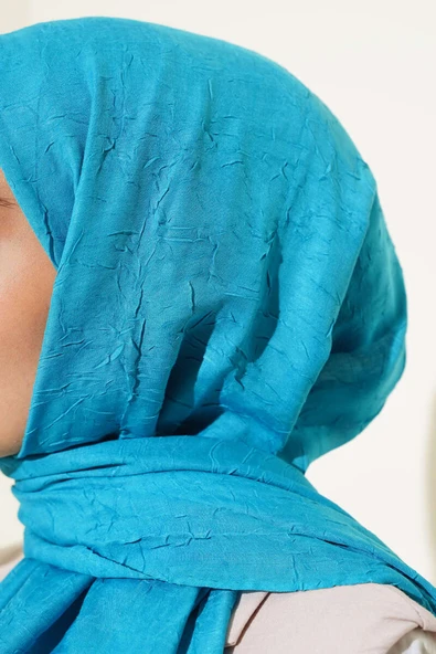 Bambu Kraş Şal Turkuaz - Resim 4