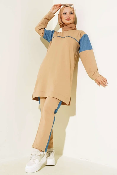 Kot Garnili Tunik İkili Takım Camel