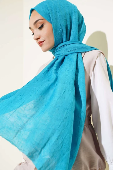Bambu Kraş Şal Turkuaz - Resim 2
