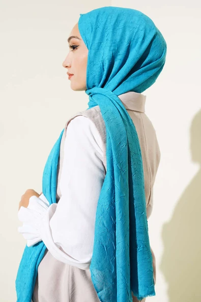Bambu Kraş Şal Turkuaz - Resim 3