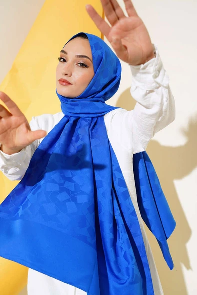 Asimetrik Desen Jakar Şal Saks - 46 ürün görseli 1