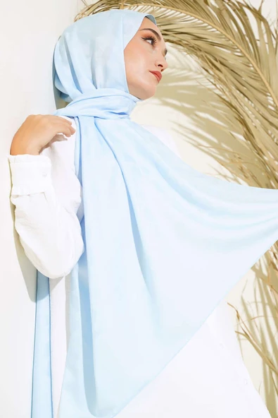 Asimetrik Desen Jakar Şal Buz Mavisi ürün görseli 1