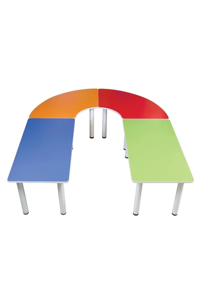 Metal Ayaklı Ahşap U Masa Grubu